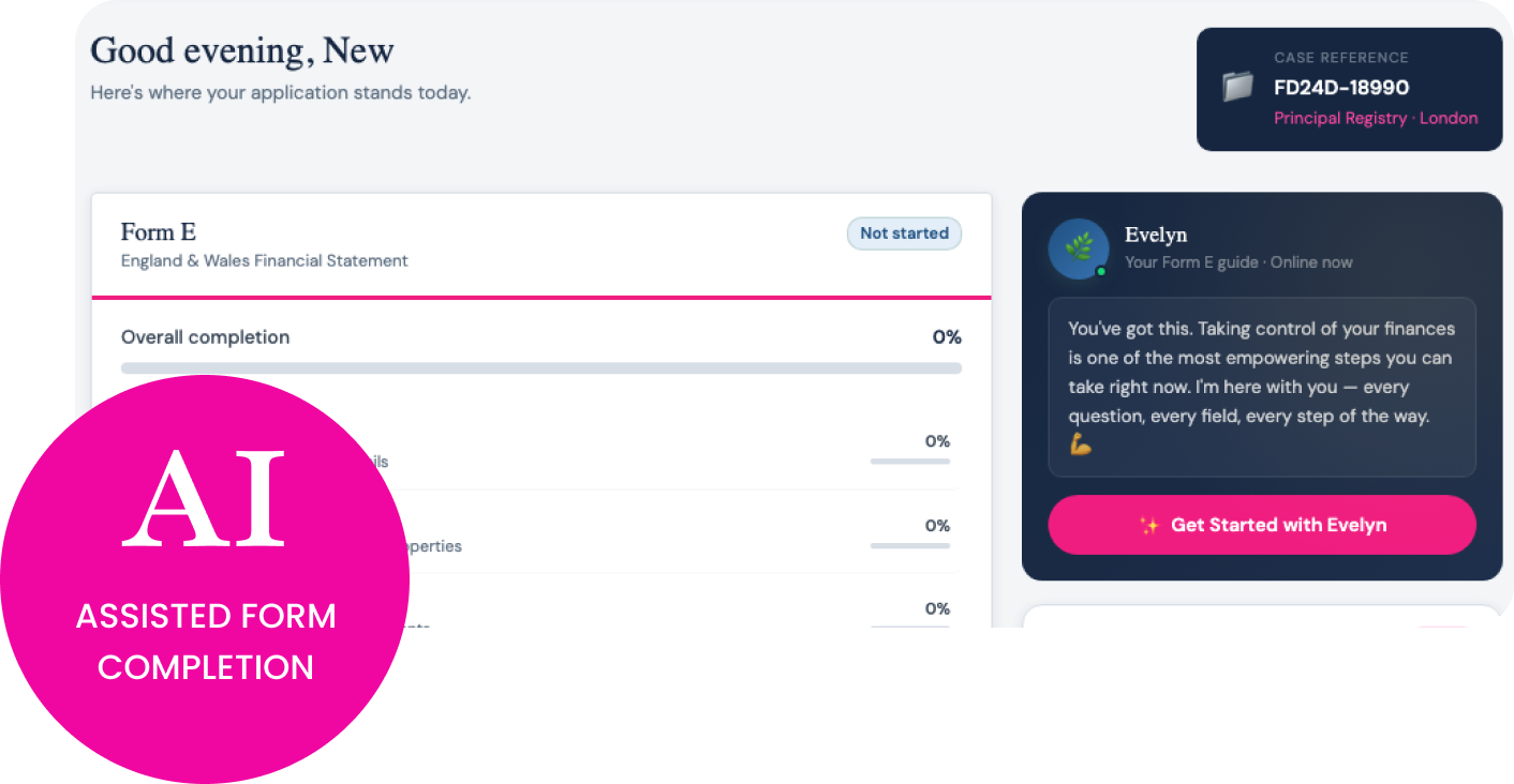 Familaw dashboard preview with AI-assisted form completion